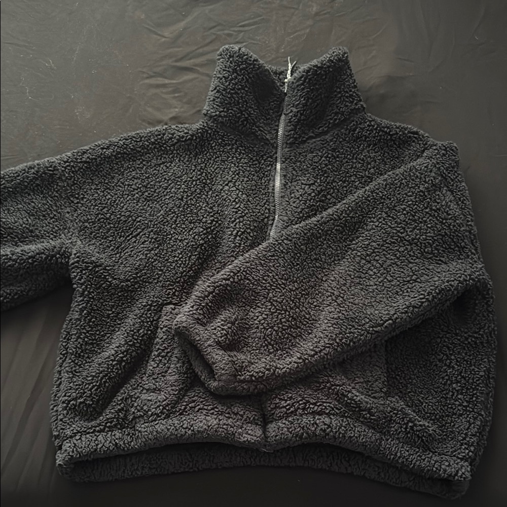 Cozy Black Sherpa Zip-Up Jacket